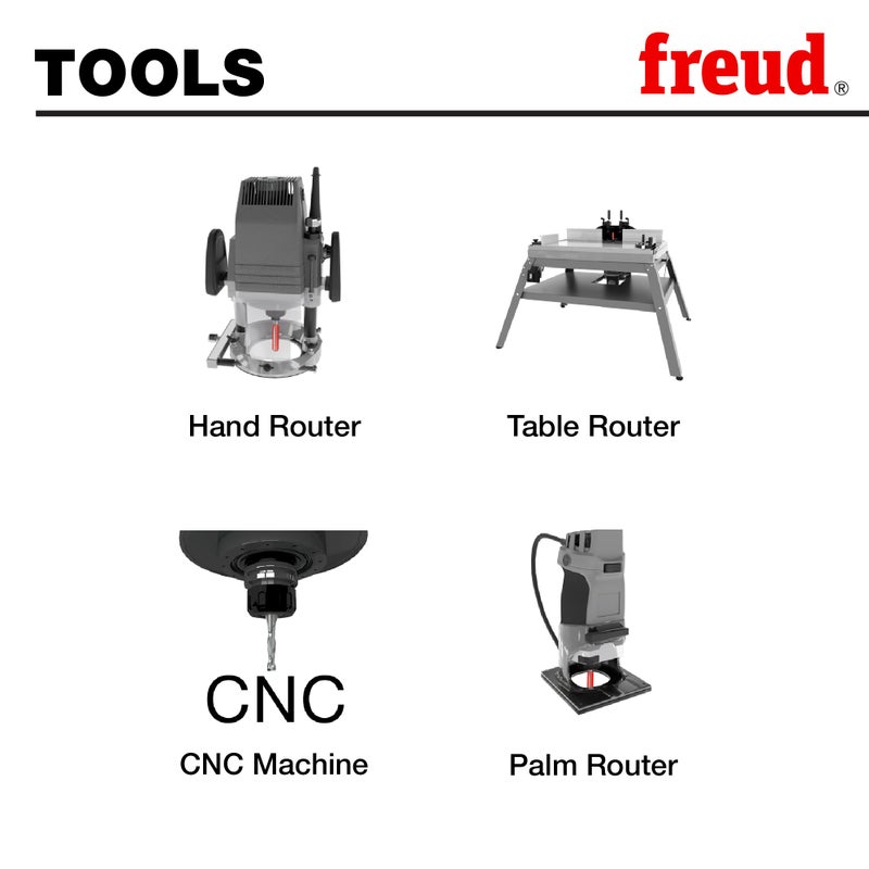 Freud 04-129: 7/16" (Dia.) Double Flute Straight Bit with 1/4" Shank, Red - Image 3